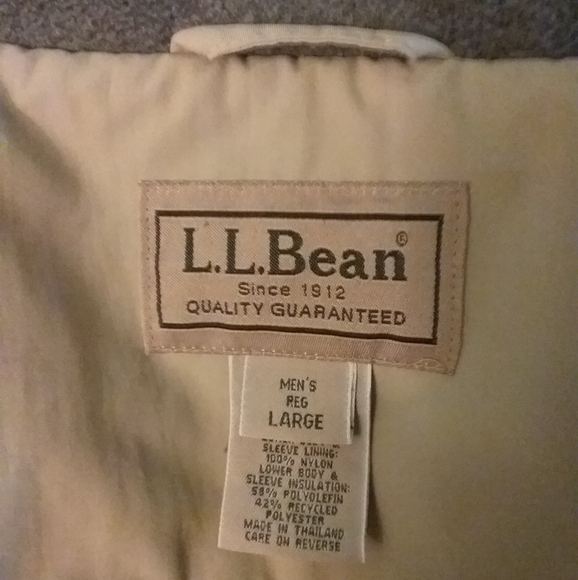 LL Bean Men's Reg. Lrg. Khaki Color Thinsulate Polartec Lined Jacket Coat w/hood - Picture 4 of 15